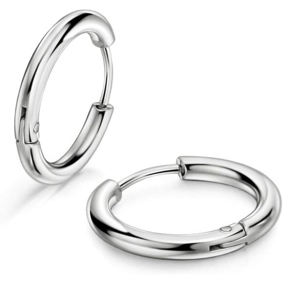 ⚡Sterling Silver Hoop Earrings for Women Men Small Classic Round Jewelry Gift - Picture 1 of 5